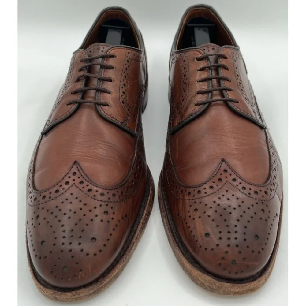 Allen Edmonds Madison Park Dark Walnut Brown Leather Wingtip Oxfords Size 9D